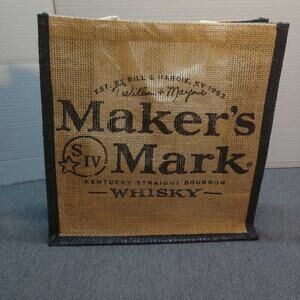 Maker's Mark Whiskey Jute Tote Bag Kentucky Straight Bourbon Reusable Shopper
